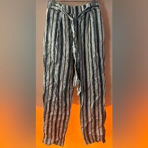 Love Tree Vertical Striped Drawstring Chinos in White, Black, Brown